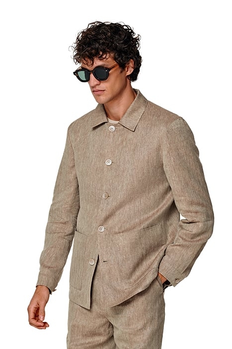 TAUPE HERRINGBONE RELAXED FIT SHIRT-JACKET TAUPE 5