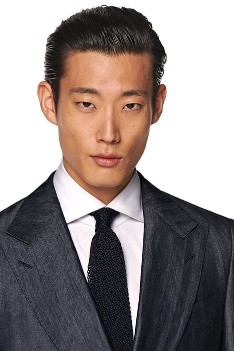 MID BLUE HERRINGBONE TAILORED FIT HAVANA SUIT 7