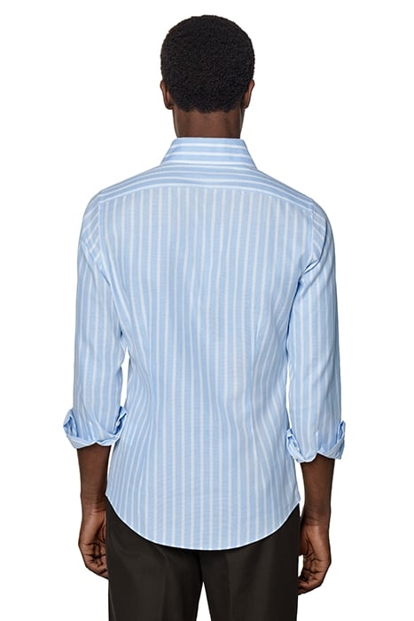 BLUE STRIPED ONE PIECE COLLAR EXTRA SLIM FIT SHIRT BLUE 2