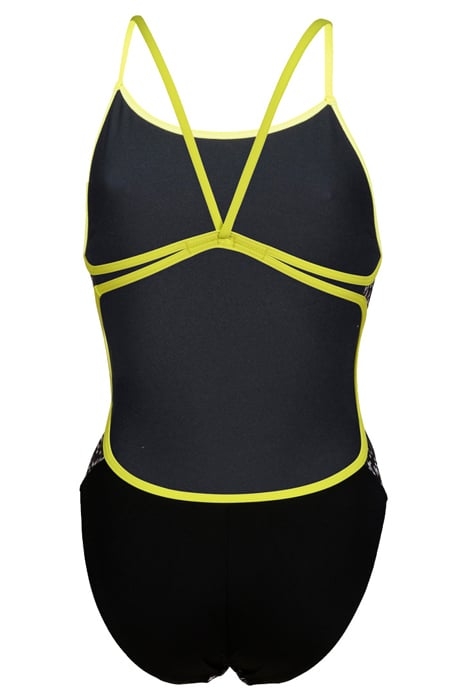 WOMEN'S CRAZY ARENA SWIMSUIT LACE BACK P BLACK-SOFT GREEN 5