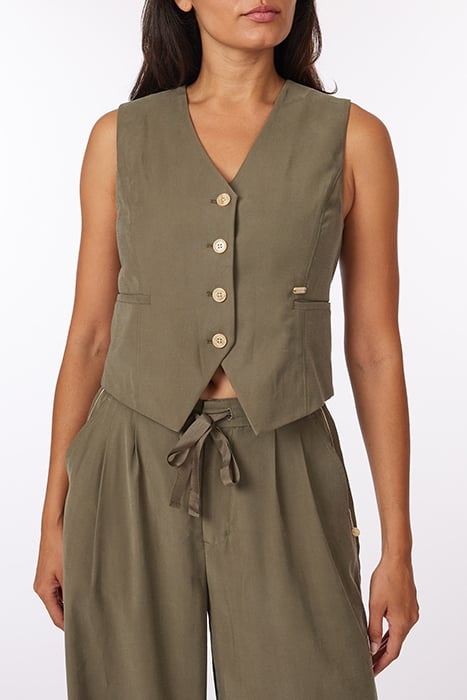 TWILL VEST DUSKY GREEN 1