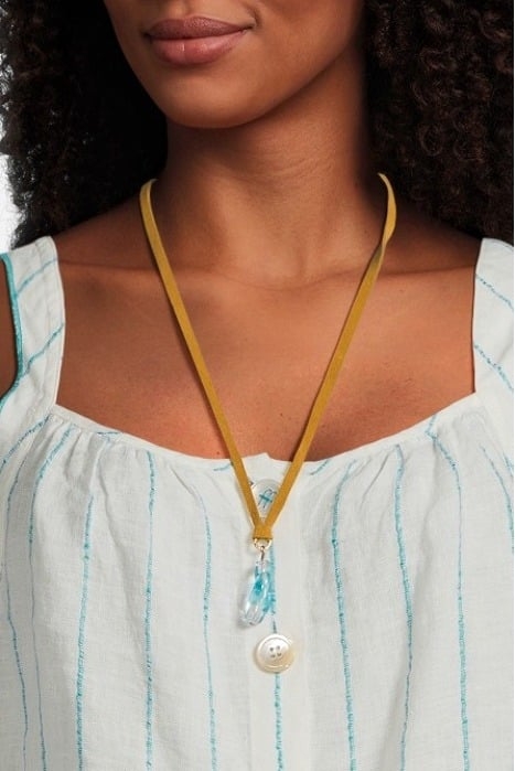 SUEDE AND GLASS TALISMAN NECKLACE SKY 2