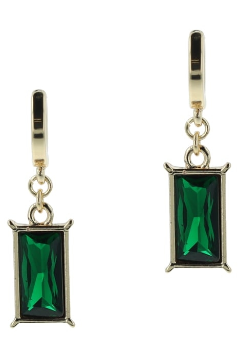 GREEN CRYSTAL DANGLING HOOPS GOLD 3