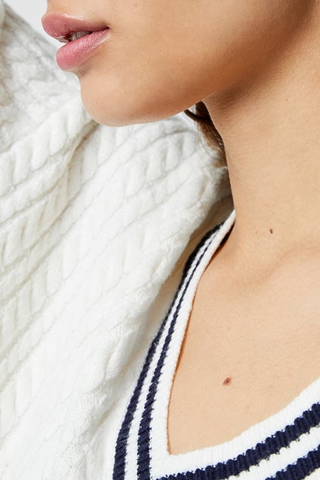 BABYSOFT CABLE V NECK JUMPER WHITE 4