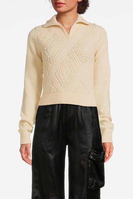 ARGYLE ZIP SWEATER WINTER WHI 1