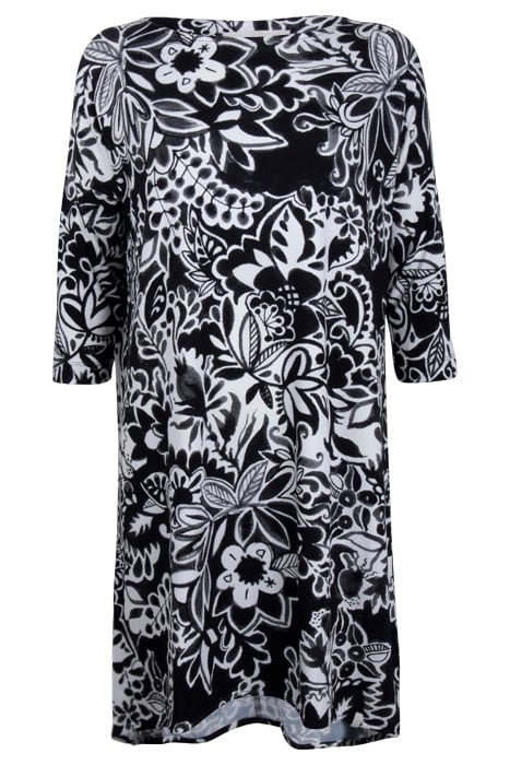 LOOSE DRESS 3/4 SLEEVES PRINT BLACK WITH OFFWHITE CENTREPIEC 1