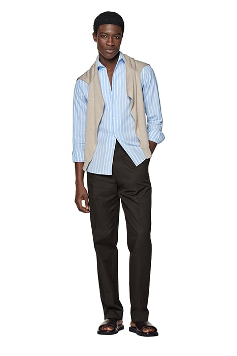 BLUE STRIPED ONE PIECE COLLAR EXTRA SLIM FIT SHIRT BLUE 4