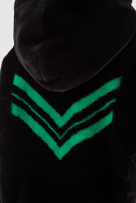 BLACK HOODED JACKET WITH GREEN CHEVRONS ON BACK BLACK 8