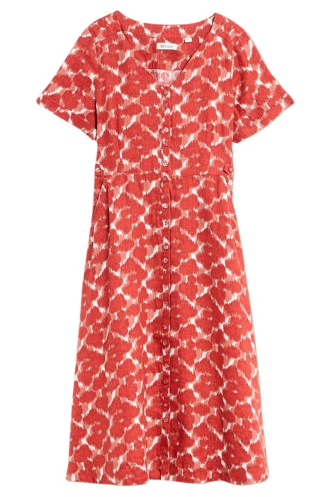 IVY LINEN MINI DRESS RED PRINTED 2