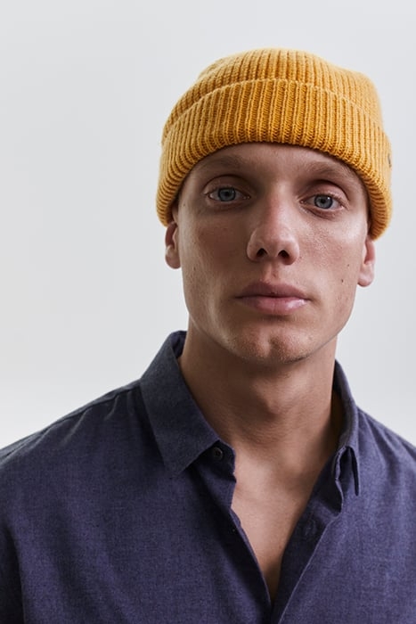 YELLOW RIBBED KNIT BEANIE YELLOW 3