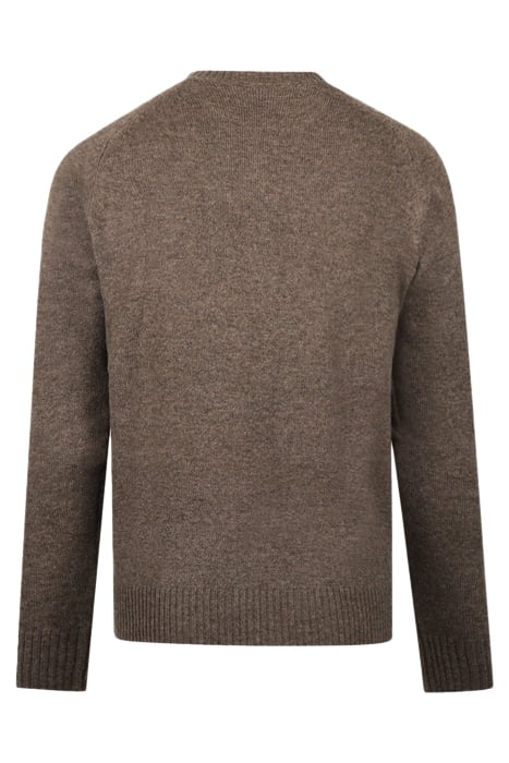 LAMBSWOOL CREW NECK SWEATER MEDIUM BROWN 2