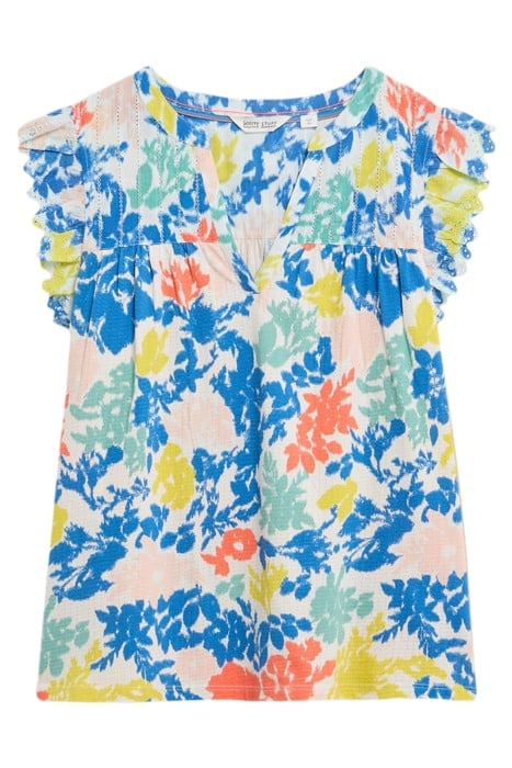 TEA WOVEN FRILL TOP WHITE PRINTED 2