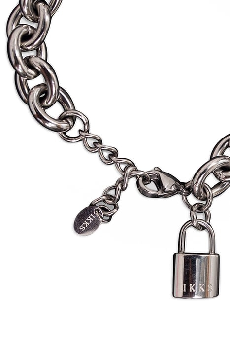 MIXED MARINE LINK AND PADLOCK BRACELET SILVER 5