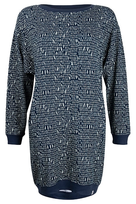 SWEAT DRESS LOU PRINT DARK BLUE WITH STRIPED DOTS PRINT 1