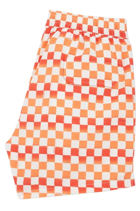 MAILLOT DE BAIN IMPRIME DAMIER ORANGE RED 3
