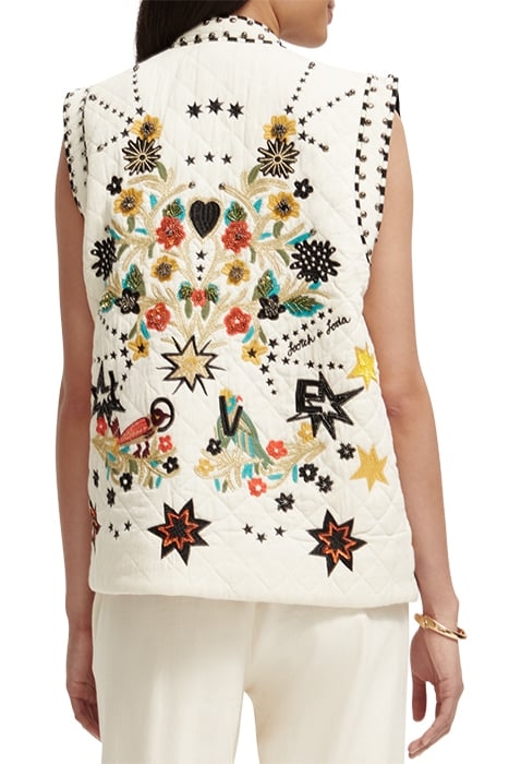 EMBROIDERED GILET ECRU 2