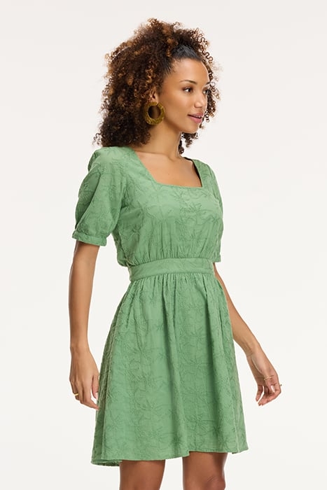 LADIES JENN DRESS 3D PALM EMBRO GREEN GREEK PALM 7