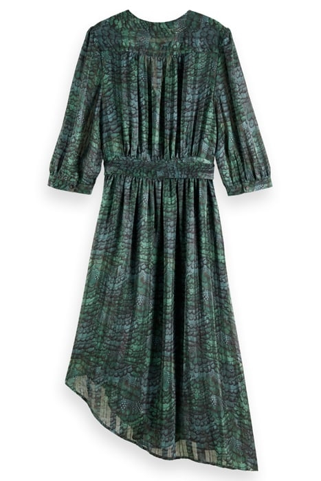 ASYMMETRIC WRAP DRESS FEATHER BOTTLE GREEN 5