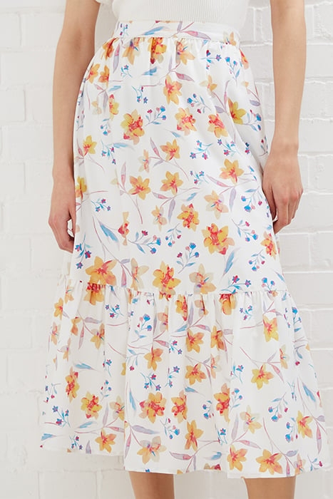 CAMILLE DRAPE TIERED MIDI SKRT WHITE 1