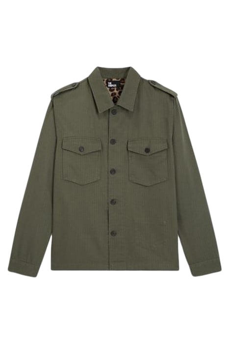 BLOUSON TISSU CHEVRON AVEC DOUBLURE LEOPARD OLIVE NIGHT 1