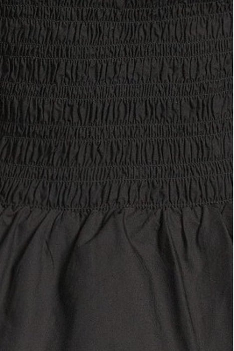 COTTON POPLIN OPEN-NECK SMOCK BLOUSE BLACK 5