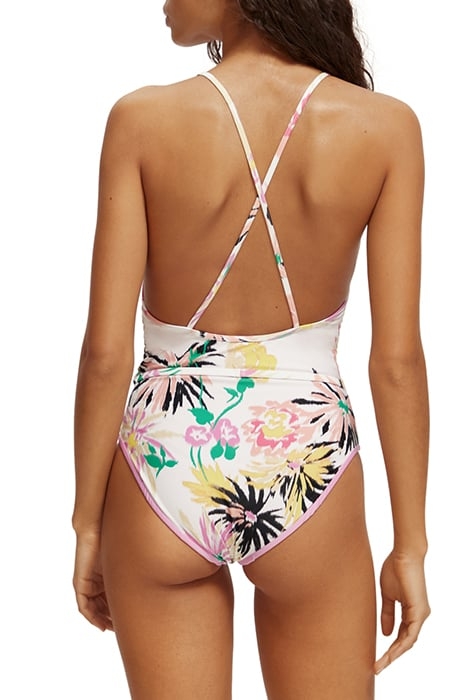 SMOCKED DETAILED SWIMSUIT ASTER WHITE 2