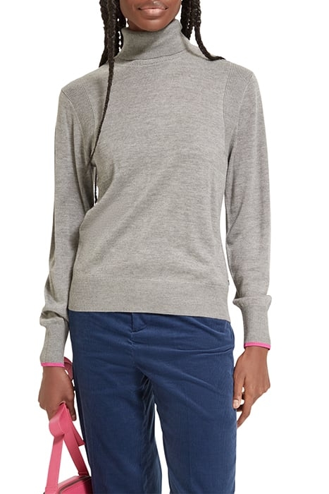 ROLL NECK PULLOVER MID GREY MELANGE 1