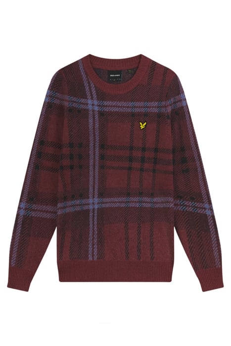 CHECK CREW NECK KNIT BURGUNDY GLADE 4