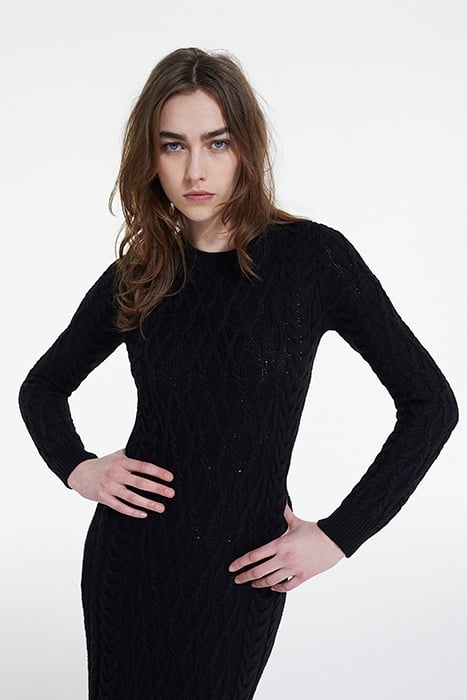 ROBE LONGUE MANCHE LONGUE EN LAINE TORSADE BLACK 4