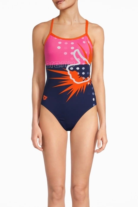 W LIKE ONE PIECE CHALLENGE BACK FL NAVY,MANGO 1