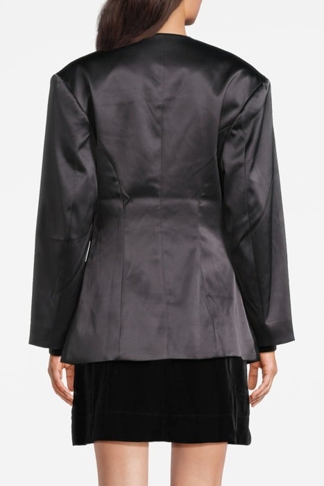 DOUBLE SATIN FITTED BLAZER BLACK 2