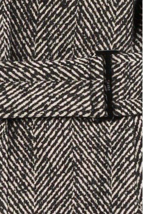 HERRINGBONE WOOL BELT BLAZER BLACK 5