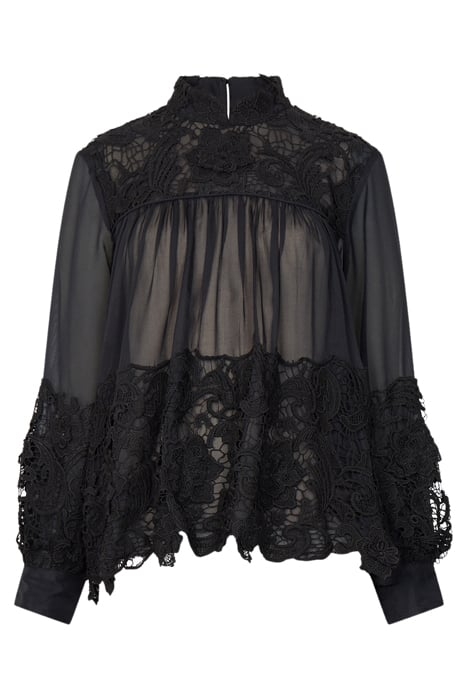BRIANNA GEORGETTE 3D LACE TOP BLACK 3