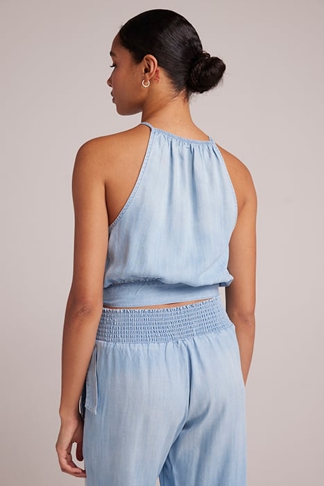 SIDE TIE BUTTON HALTER CARIBBEAN WASH 2