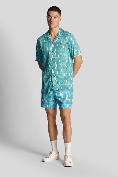 POOL PRINT SHIRT TILE BLUE 3