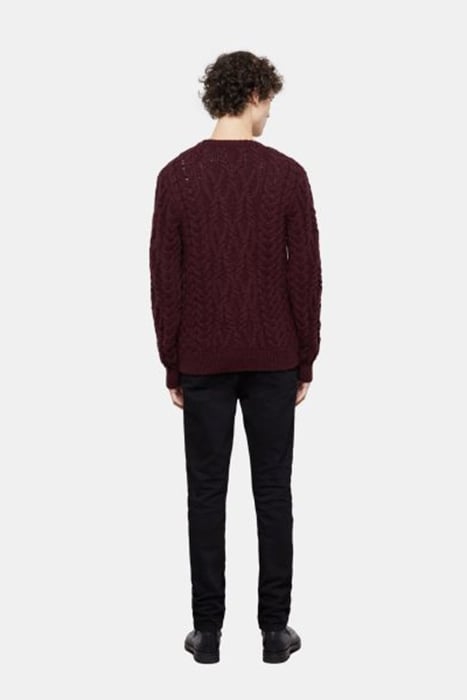 PULL EN LAINE TORSADE BURGUNDY 2
