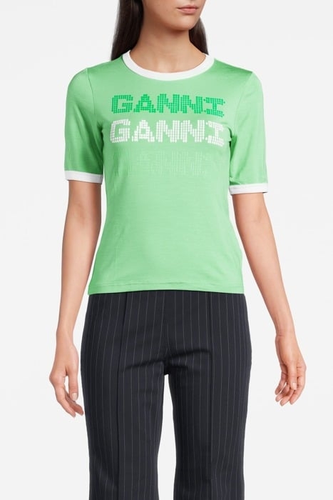 LIGHT STRETCH JERSEY GANNI FITTED T-SHIRT PEAPOD 1