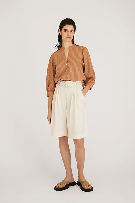 FLOWY STRIPED BLOUSE CAMEL 2