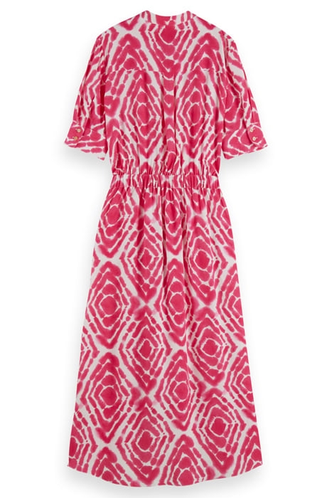 MIDI DRESS WITH HIGH LOW HEM DISCO TIE DYE POP PINK 4