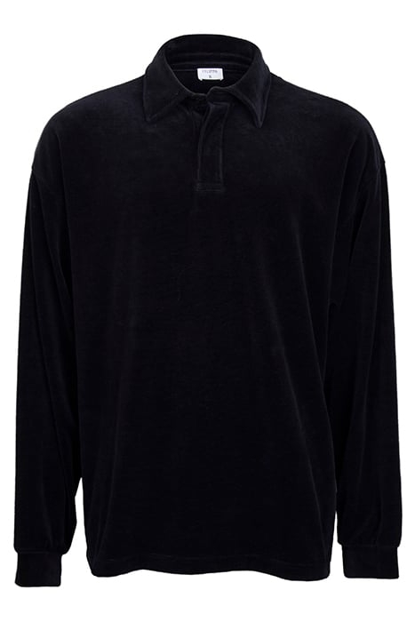 VELOUR LONGSLEEVE POLO BLACK 1