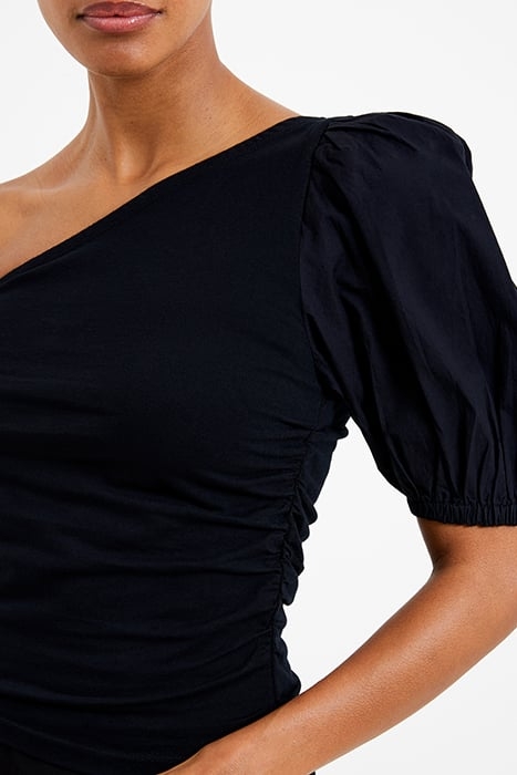 ROSANNA COT MIX 1 SHOULDER TOP BLACK 4