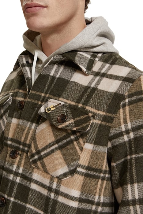BRUSHED WOOL-BLEND CHECKED OVERSHIRT GREEN CHECK 7