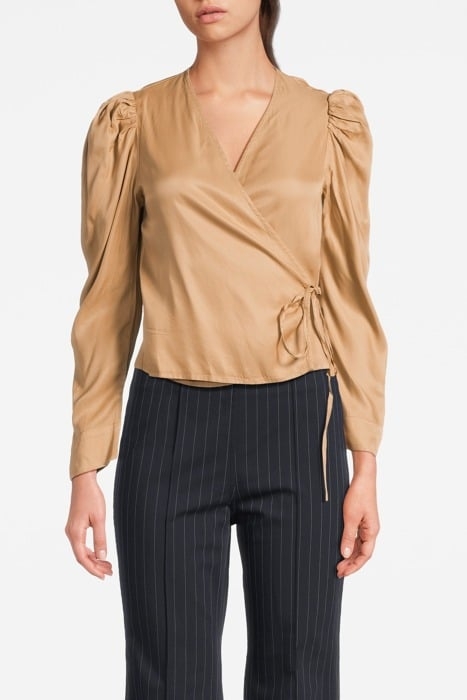 VISCOSE TWILL WRAP BLOUSE TIGER'S EYE 1