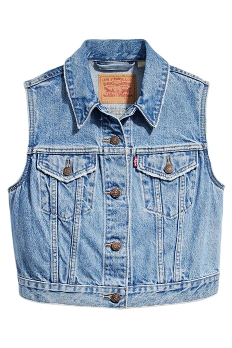 XS SLEEVELESS DENIM JACKET IN BLUE 3