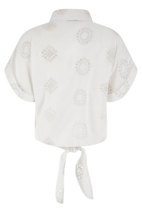 SS BRIGITTE SATIN EMBRO SHIRT PURE WHITE MULTI 5