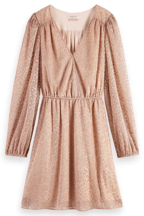 BALLOON SLEEVE MINI DRESS METALLIC ROSE 4