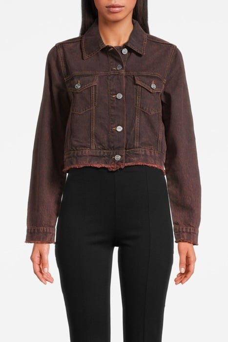 OVERDYED BLEACH DENIM CROPPED JACKET SHAVED CHOCOLATE 1