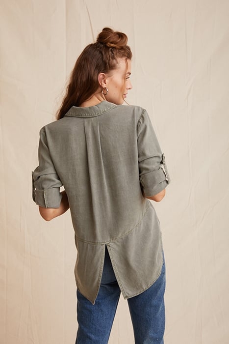 SPLIT BACK BUTTON DOWN SOFT ARMY 2