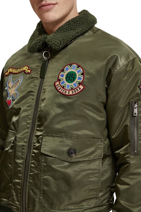 BOMBER JACKET WITH DETACHABLE TEDDY COLLAR MILITARY GREEN 8