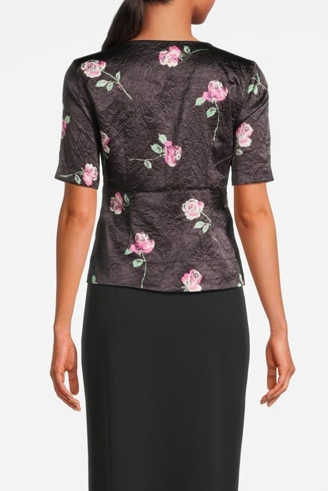 CRINKLED SATIN U-NECK BLOUSE BLACK 2